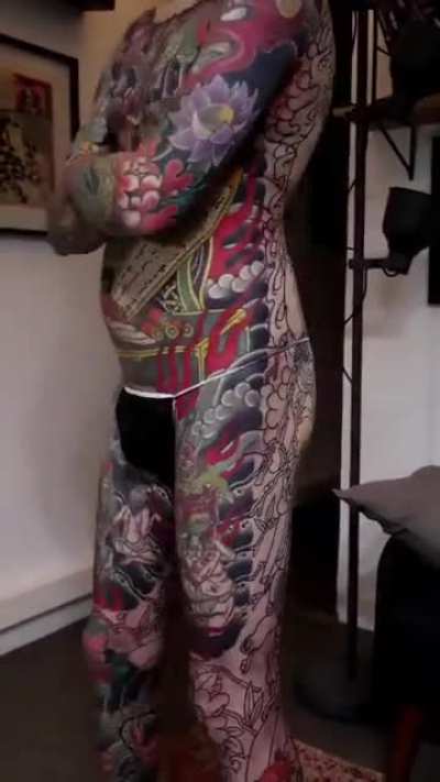 Outline back piece done, bodysuit in progress by Yom