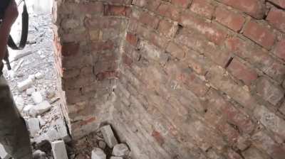 Two Ukrainian soldiers open fire on a pair of Russians soldiers moving through the ruins of the city. Vovchansk, Kharkiv region