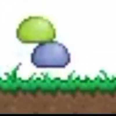 2 slimes casually playing with each other (I tried to upscale it as best as it can)