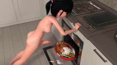 3D Animation Dickgirl Jerk Off and Cum on Pie - Futa on Futa