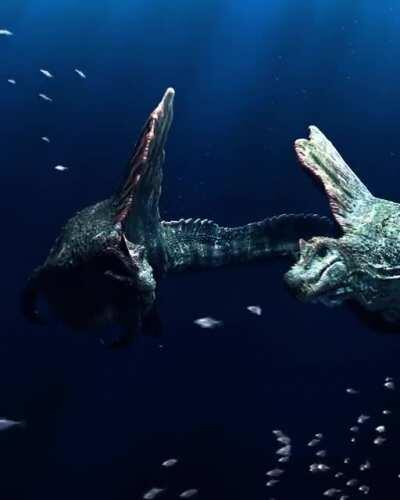 This Swimming Spinosaurus model might be greatest Paleoart I've ever seen