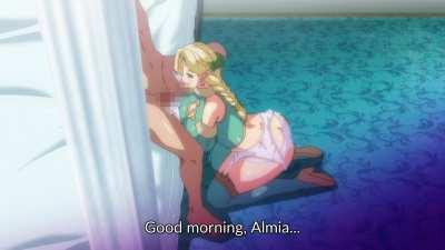 Morning routine [Kyonyuu Elf Oyako Saimin]