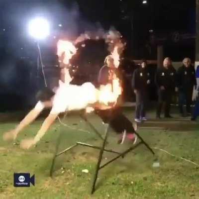 An idiot + fire = that