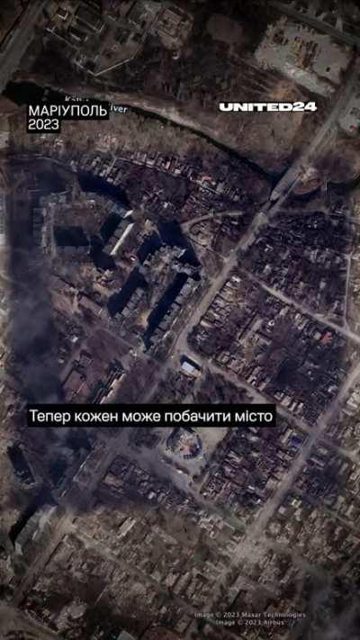Mariupol. Almost half a million people once lived there. And now there are almost no intact houses left. The terrorist state did everything to kill this city. Over 90% of Mariupol is destroyed.