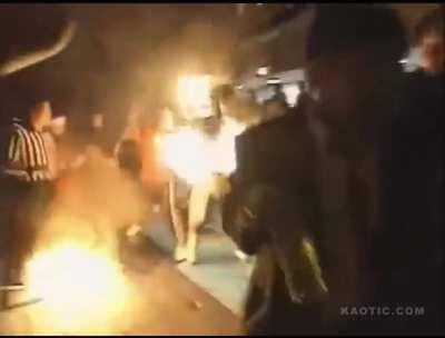 Mudshow Wrestler Can't Put His Own Fire Out