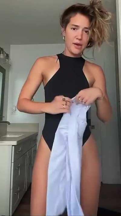 Black swimsuit booty show