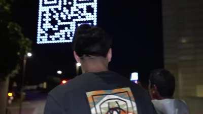 QR code drone swarm rick roll
