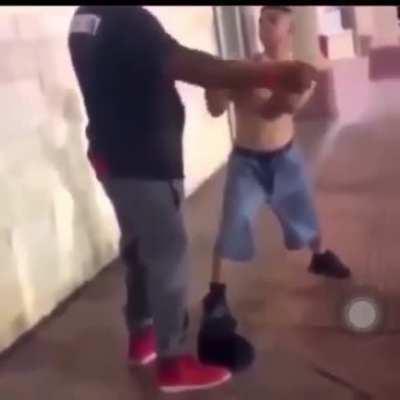 Drunk guy attempts to fight bouncer.