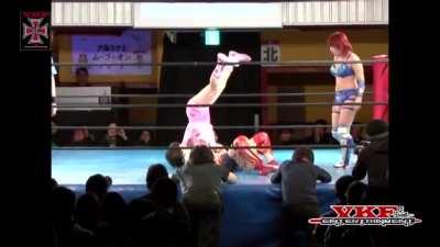 Inventive low blow in Japanese wrestling