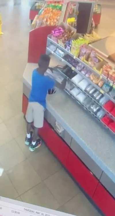 Kid at my QuikTrip job grabbed handfuls of straws and shoved them into the trash. I confronted the same kid that came back in a few days later and he said he did it because he was mad at his mom. The second clip was him apologizing.