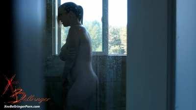 That moment when she notices you spying on her showering