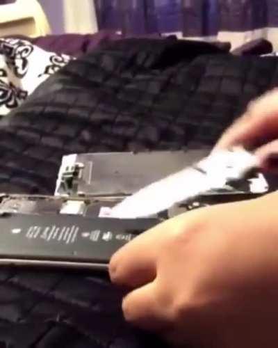 Kid cuts open iPhone battery