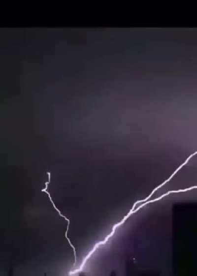 Ascending lightning over Istanbul