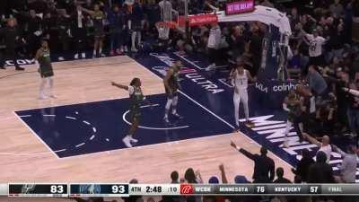 [Highlight] Anthony Edwards crashes the glass for the offensive rebound putback dunk