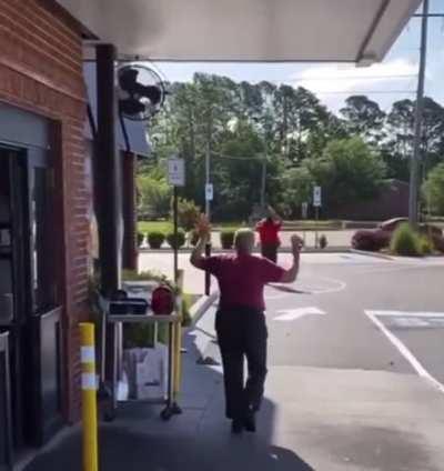When you get out of the car to pitch a fit at the drive-through window, be sure to put your car in park.