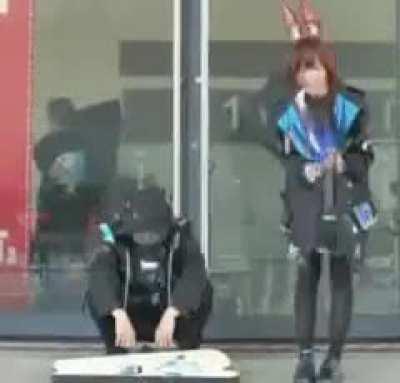 Amiya and Docter performing on the street