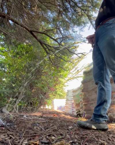 (28) Sneaking behind some pallets, for my first piss of the day