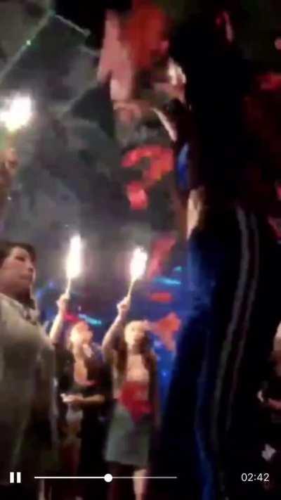 Girl on Table at Party gets Pantsed Naked in front of Friends