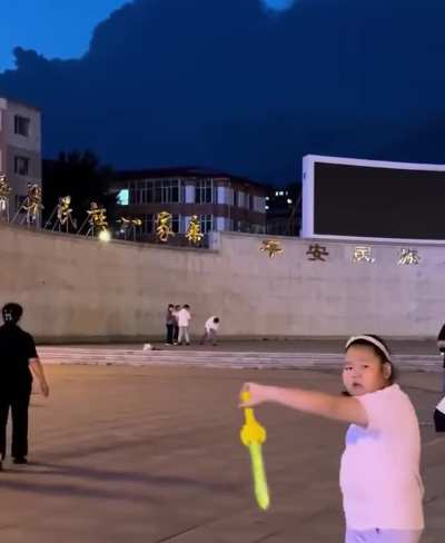 This girl uses her magic wand to summon Zeus