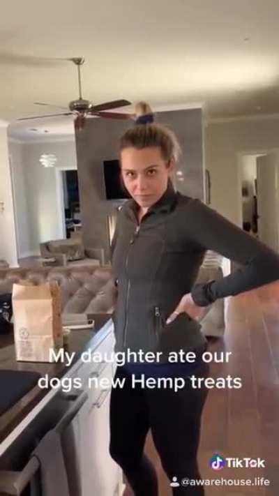 That woman has been eating dog treats