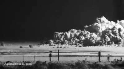 Atomic bomb blast and shock wave