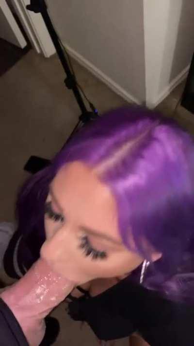 Working this thick cock down my throat