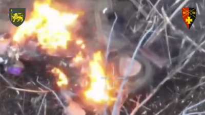 Drone operators from the 97th Battalion of the 60th Mechanized Inhulets Brigade of Ukraine eliminate Russian infantry. Lyman, northern Donetsk region