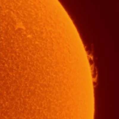 500GB of data: two hour animation of our Sun yesterday, captured with my dedicated solar telescope