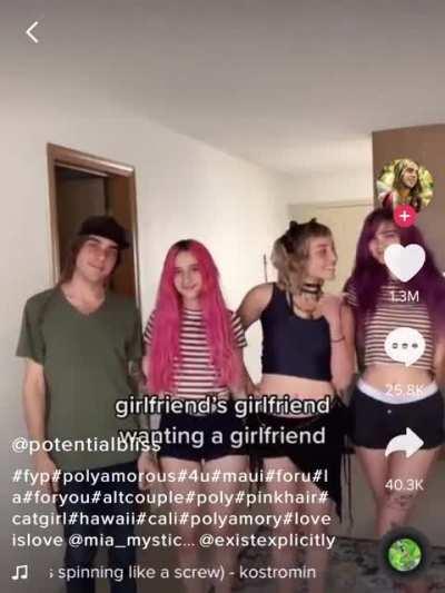 When you can’t please your woman so she gets a couple other girls to get the job done.