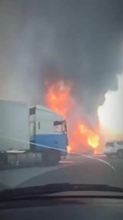 Very close call on an exploding car? look at the guy in the end right in the vid.