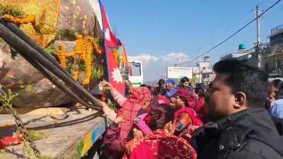 The shaligram stone from Gandaki river which is going to Ayodhya for carving of the Sita Rama deities.