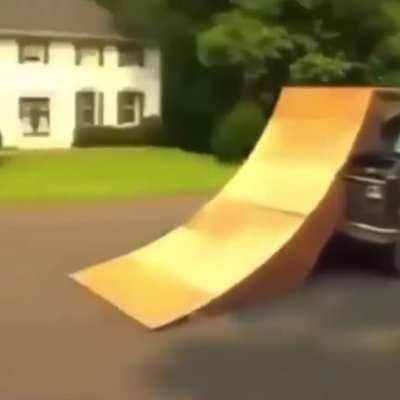 Jumping a moving ramp