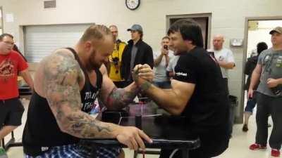 2018 World strongest man The Mountain vs Armwrestling champion Devon Larratt in Arm wrestling