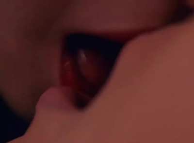 Tongue kissing in 'The Substance' (2024)