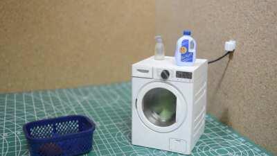[MINIATURE] Working 3D printed washing machine for my wife's dullhouse (with 2 working modes)