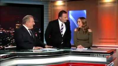 Trying to kiss a newsanchor