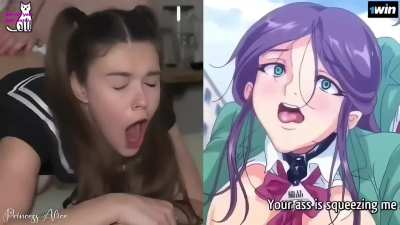 Dad and his Daughter do the same things like on the Screen