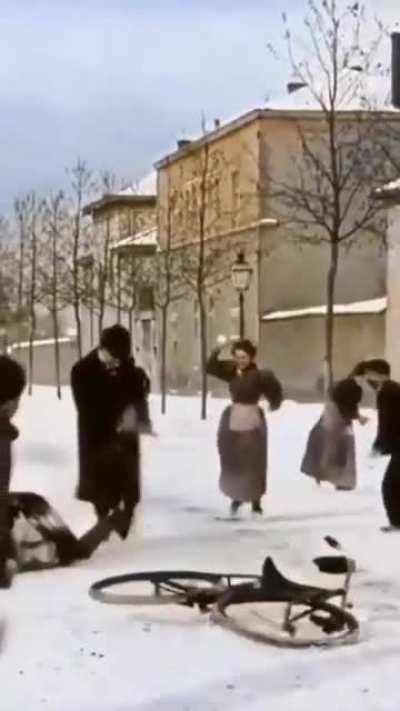 The world's first ever recorded snowball fight — in 1897.
