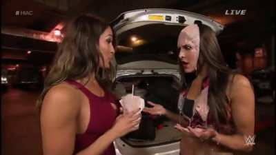Nikki bella spills smoothie on Brie