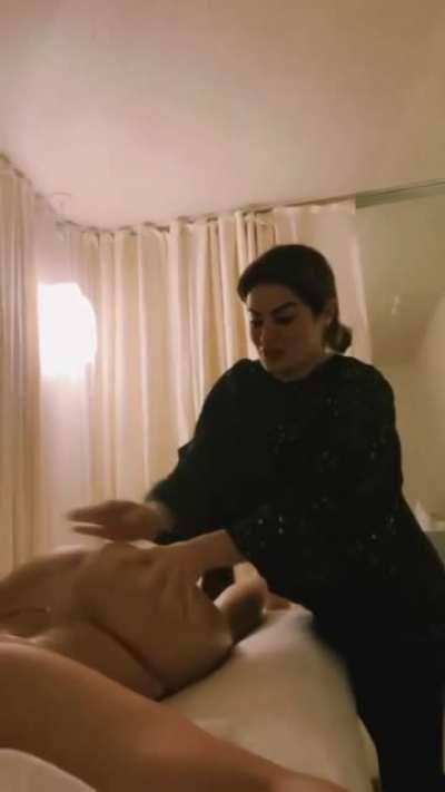 Yanet Garcia's ass getting a massage