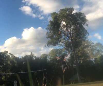 Jump serving at the park