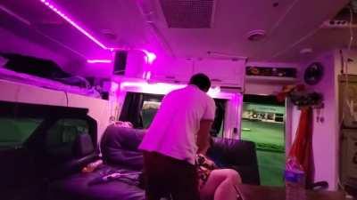 Drunk guy loses his mind after seeing his gf kissing another man in his RV