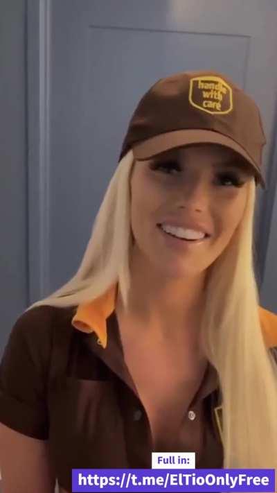 Blonde Delivery Girl Try the Real Product