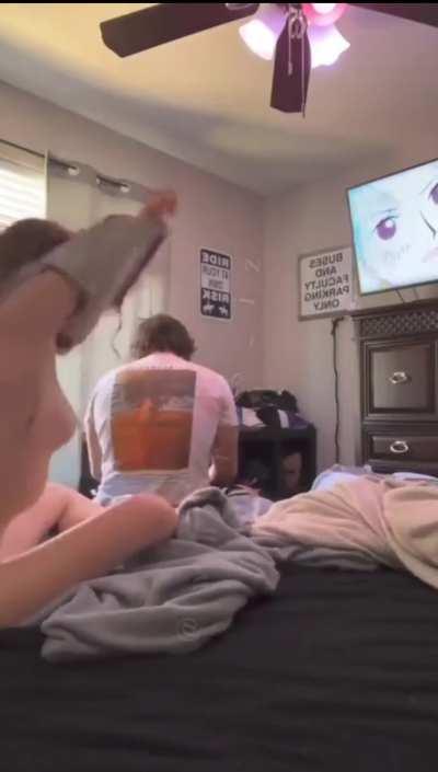 Patiently Waiting While She Strips