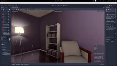 Interior test scene in Godot 3.3 with new lightmapper