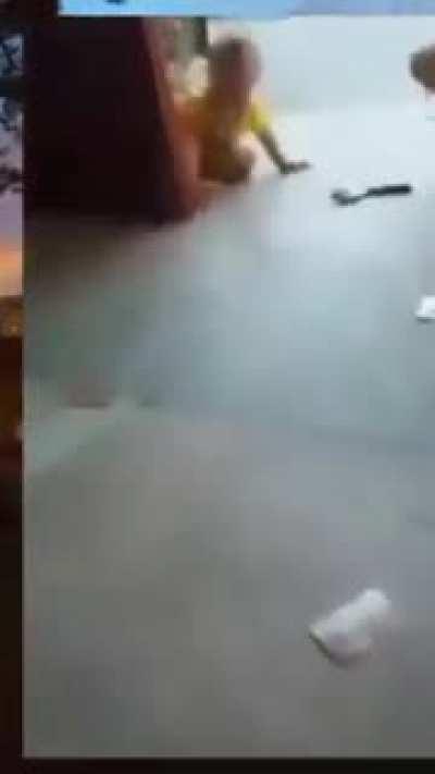 Good thing he didn't get hit in the face.