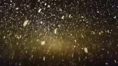 Out in the sea while it's snowing