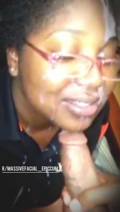 Ebony in Glasses Gets Cumblasted by her Office Fuckmate!!!