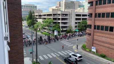Peaceful protest on First Hill. No riot squad required.
