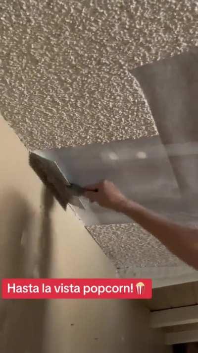 Removing popcorn ceiling in dining room